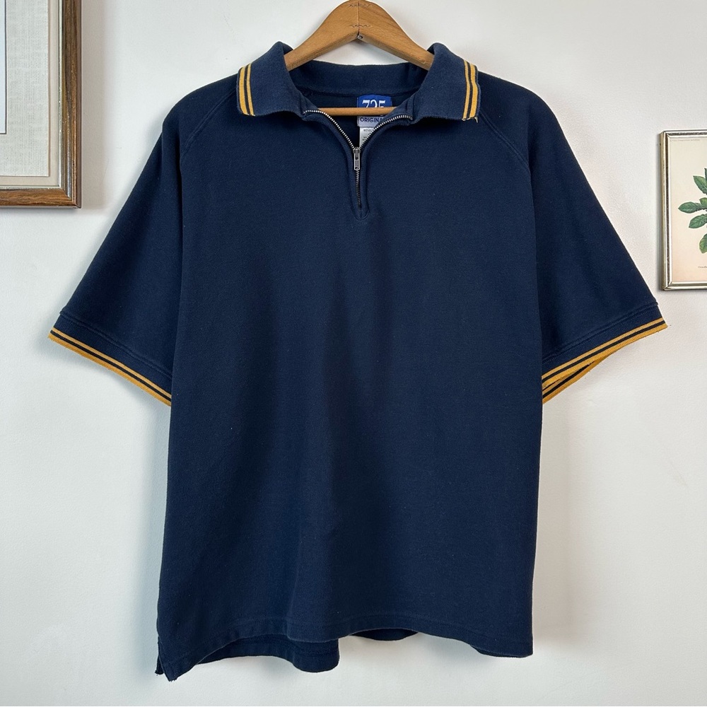 Vintage 2000’s 725 Originals 100% Cotton Navy 3/4 Zip Short Sleeve Tee